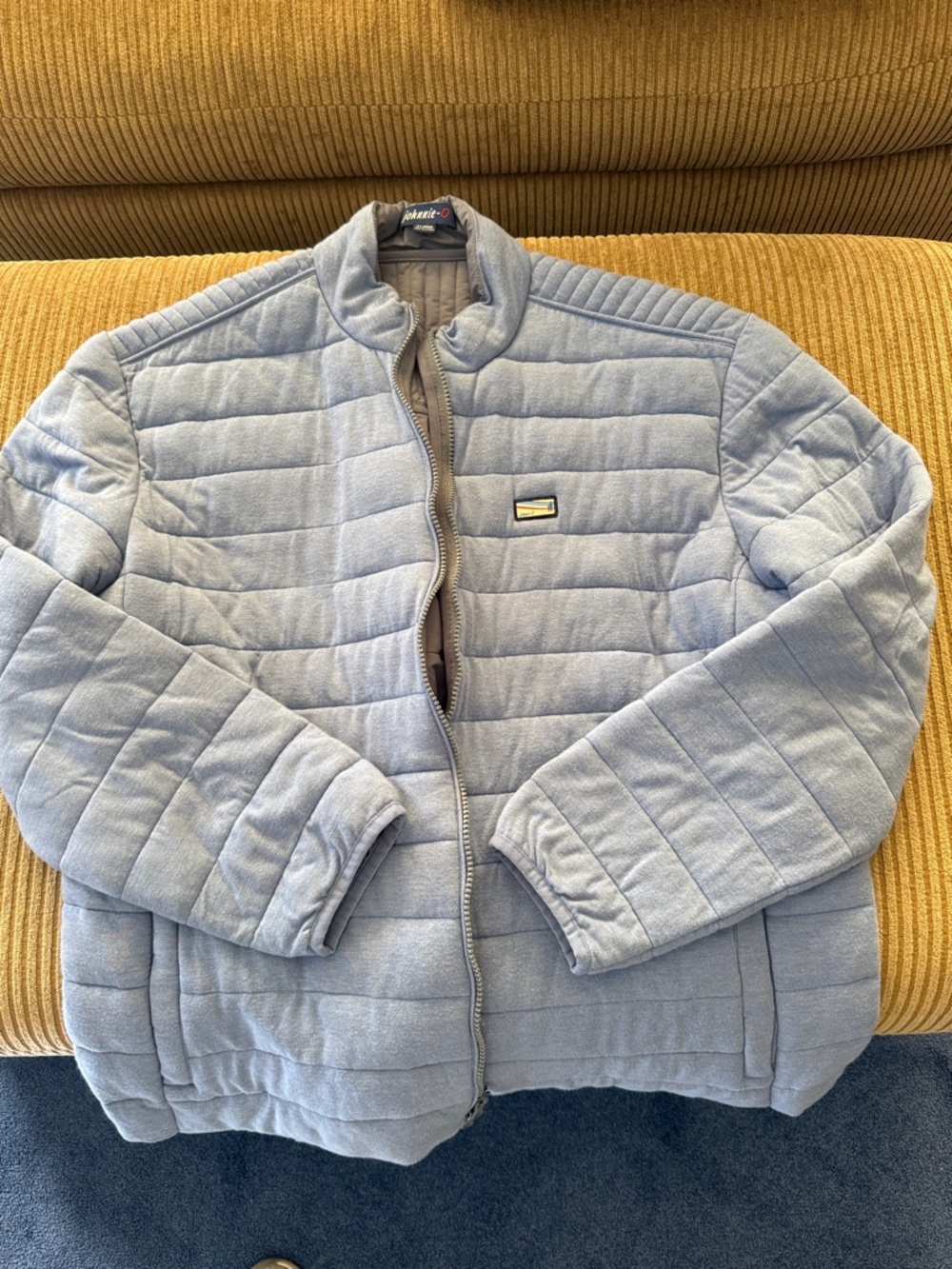 Johnnie O Light Blue Quilted Jacket with Small Logo